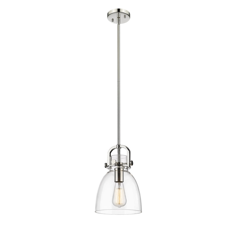 Wimbush 1 Light Stem Hung Pendant, Clear, 19.75" H x 18" W x 18" D, Polished Nickel