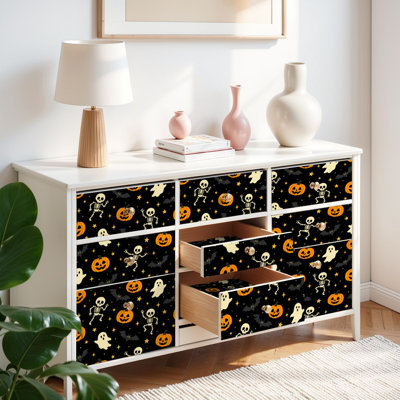 Papier peint auto-adhésif et citrouilles d'Halloween auto-adhésif et amovible 17,7 po x 118 po (45 x 300 cm)