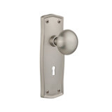 New York Interior Mortise Door Knob with Prairie Long Plate