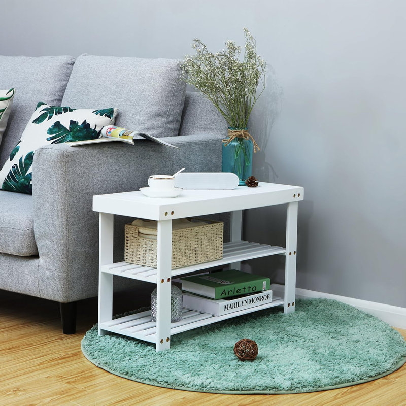 Picazo Solid Wood Storage Bench, White