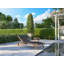Perrin Teak Outdoor Reclining Chaise Lounger with Rear Wheels-245531414