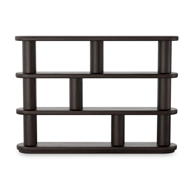 Luciana Solid Wood Geometric Bookcase, Ebony Oak