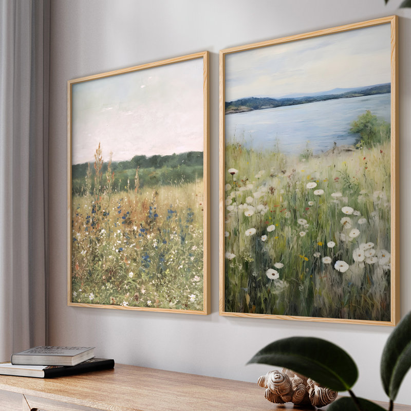 «Vintage Landscape LX III», impression numérique sur cadre - ensemble de 2, Naturel, H 23 po x l 58 po