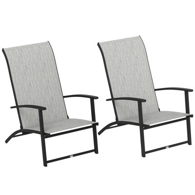 Chaise de salle à manger d'extérieur, chaises de patio pliantes avec dossier haut, accoudoirs, ensemble de 2