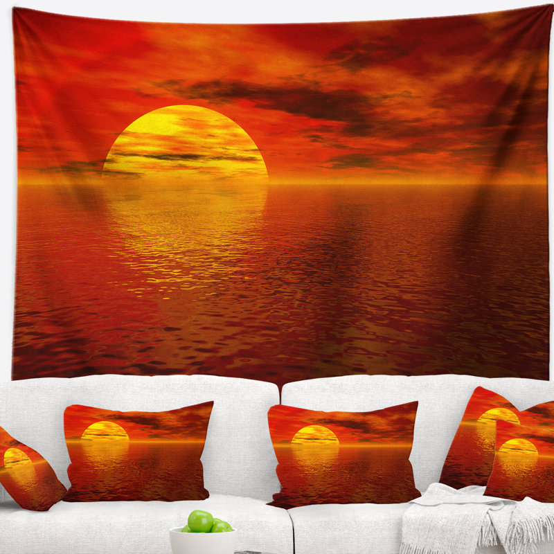 Tapisserie «Seashore Sun Falling to Yellow Ocean», H 32 po x l 39 po