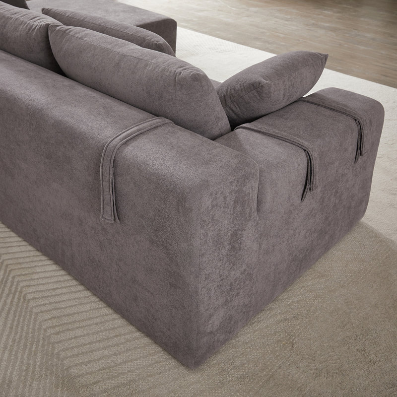 Ensemble de canapé modulaire rembourré en chenille Modern, canapé de salon modulaire en L de 108 pouces avec 6 coussins, combinaison gratuite