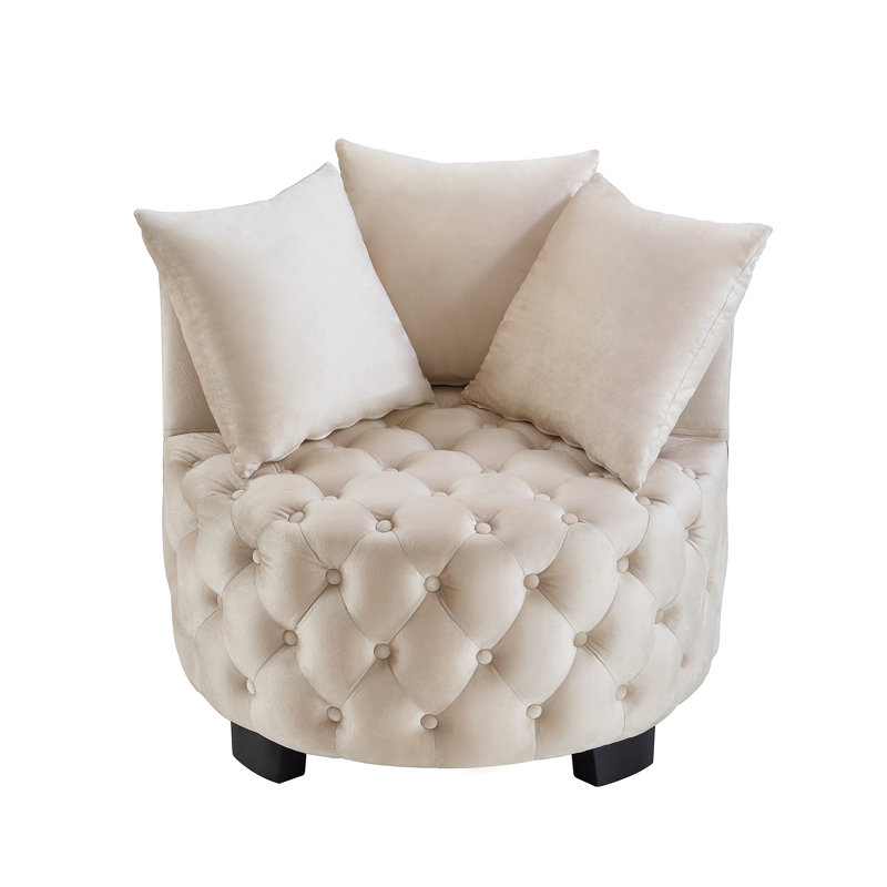 Chaise d'appoint contemporaine rembourrée et capitonnée, Taupe