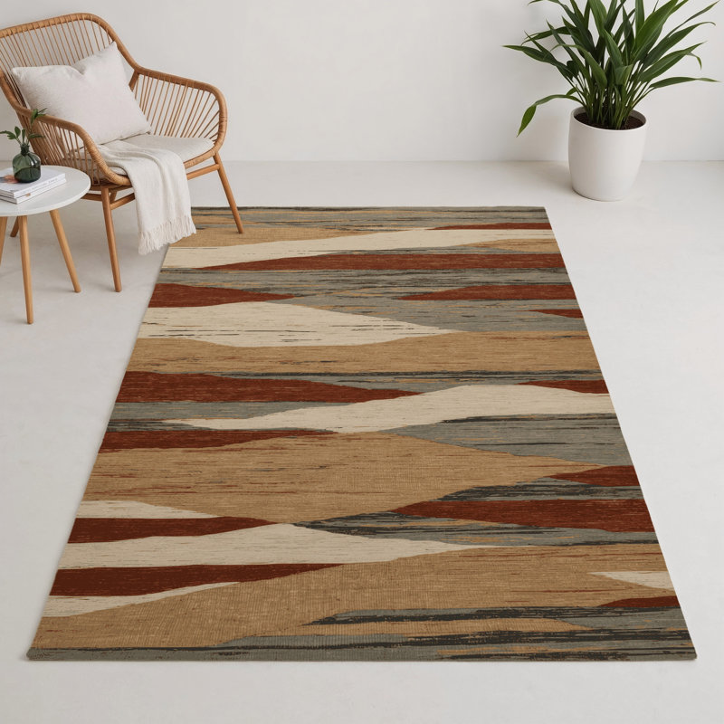 Nature Beige Indoor and Outdoor Area Rug, Rectangle 5' x 7'