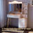 Vanity Desk with LED Lights and USB Charging Station, Makeup Table with Foldable Mirror and Storage Drawers