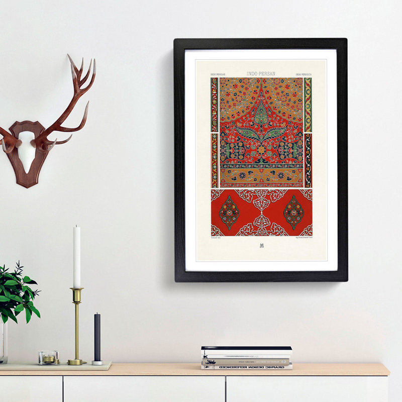 Floral Indo-Persian Pattern by Albert Racinet - Picture Frame Painting Print, Black Framed, 36cm H x 27cm W x 2cm D