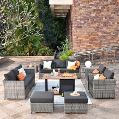 Belby Premium All-Weather Wicker 10 - Person Modular Patio Conversation Set with Cushions