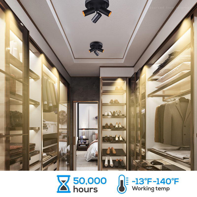 5CCT 3-Light Ceiling Track Spotlights Dimmable, 5 Colour Temperature Selectable, Black