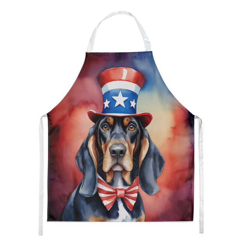 Patriotic American Apron, Black and Tan Coonhound