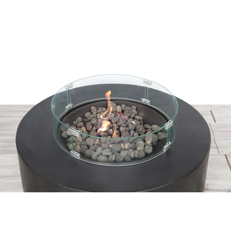 Abigale Round Propane Fire Pit Table, Charcoal