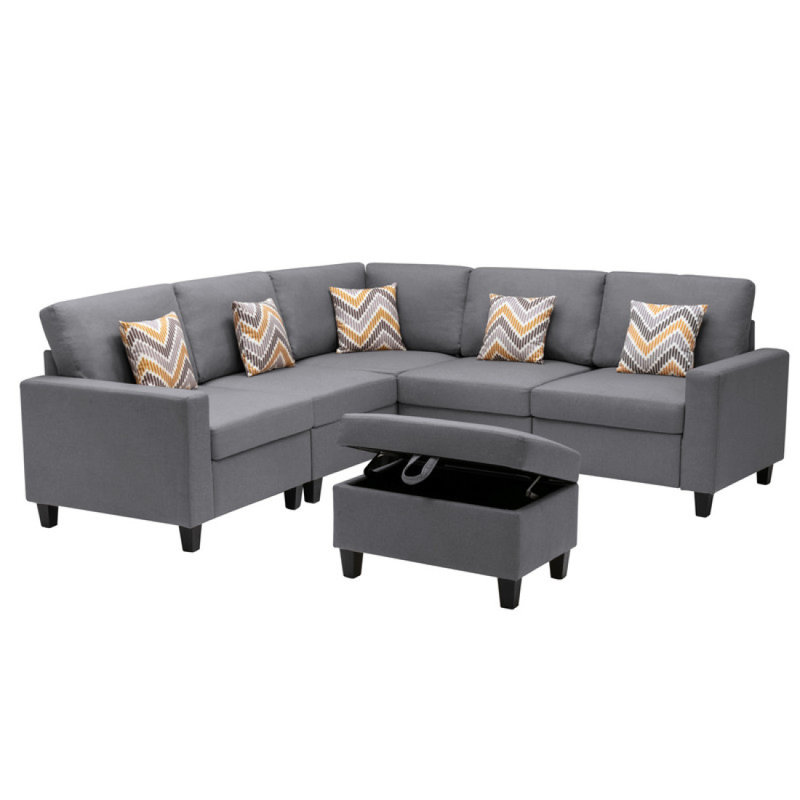 Canapé modulaire réversible en tissu de lin 95,5 po Tigela