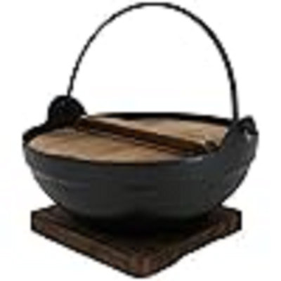 Aluminum Japanese Sukiyaki Shabu Nabe Personal Cooking Hot Pot With Trivet 8"D