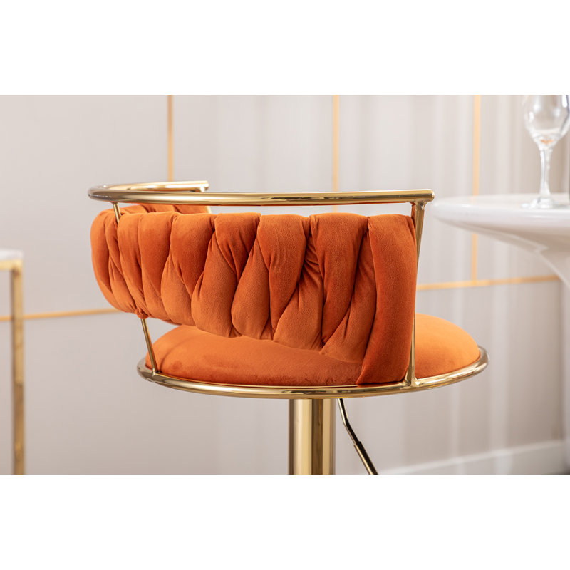 Ensemble de 2 tabourets de bar pivotants en velours noir (ensemble de 2), Orange, 1