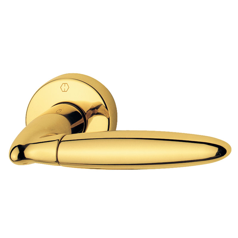 Athinai Passage Door Handle, Polished Brass Satin