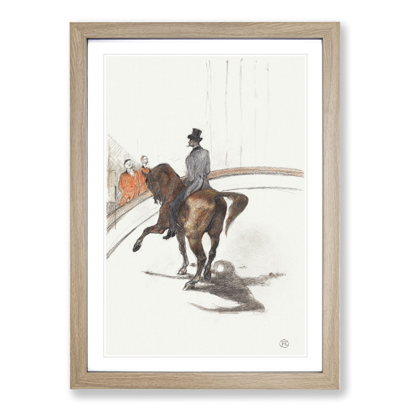 At the Circus by Henri de Toulouse-Lautrec - Picture Frame Painting, 90cm H x 65cm W x 2cm D, Oak