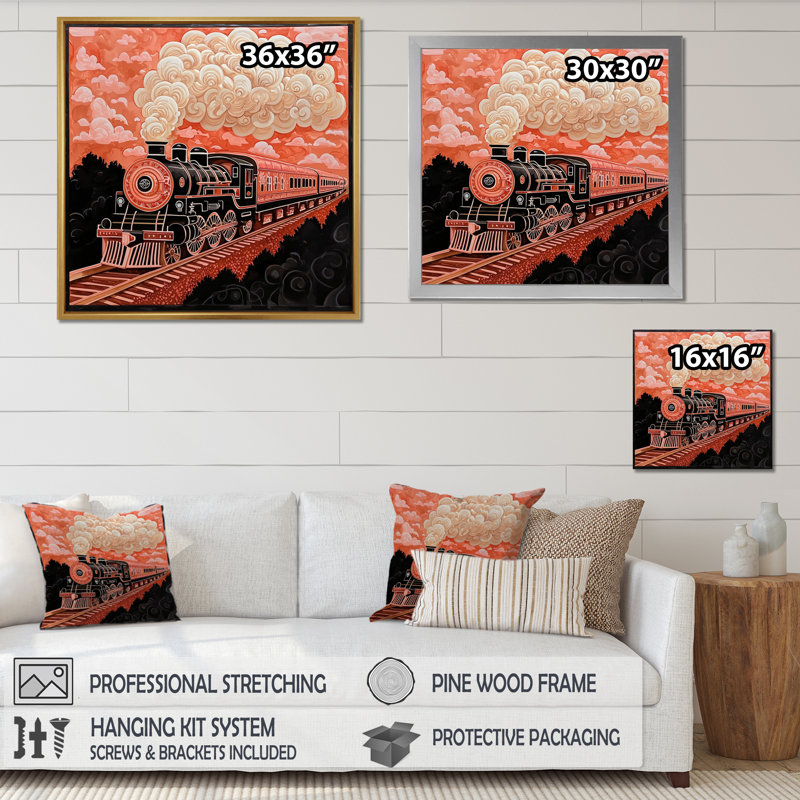 Impression sur toile Train Majestic, Reproduction encadrée, Argent argent, H 16 po x l 16 po