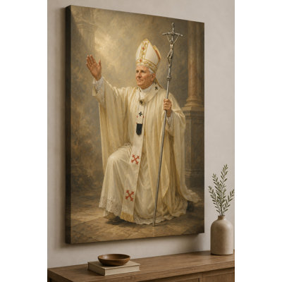 Large Pope Saint Blessing Wall Art Canvas Print 24x36 Inch Sacred Catholic Church Decor Traditional Faith Living Room Prayer Room Home Decor - Ready to hang