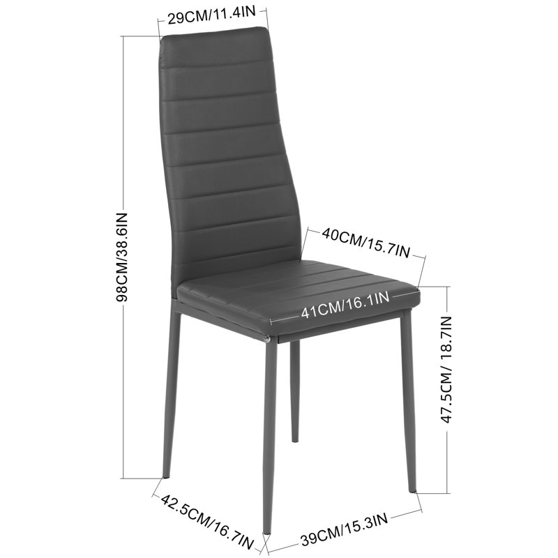 Dining Room Chair, Faux Leather Upholstered Dining Chair, Gray, 4