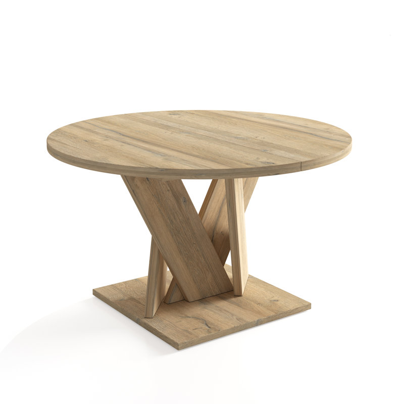 Baelie 1 LEAF ROUND DINING TABLE WOOD N°50, Oak Wood, Brown