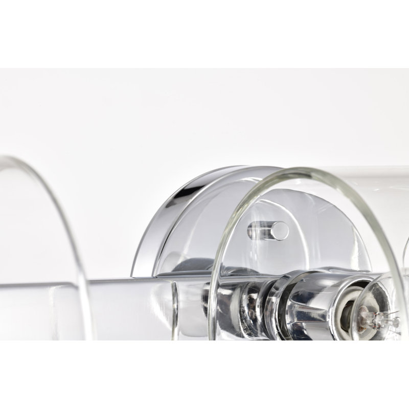 Meuble-lavabo 3 lumières Zelino - Nickel poli avec verre transparent