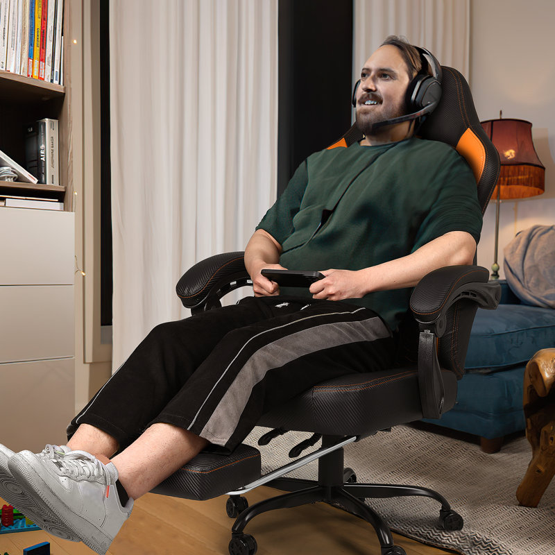 Fauteuil de jeu ergonomique avec repose-pieds et support lombaire Bossin, Orange