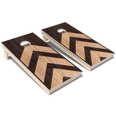 Geometric Wood Red Oak Arrows All-Weather Composite Cornhole Board Set