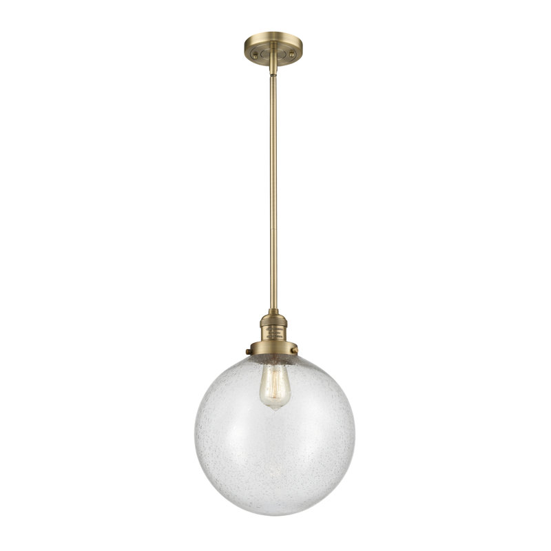 Luminaire suspendu sphère simple à 1 lumière Clermont, DEL, Grainé, Laiton brossé