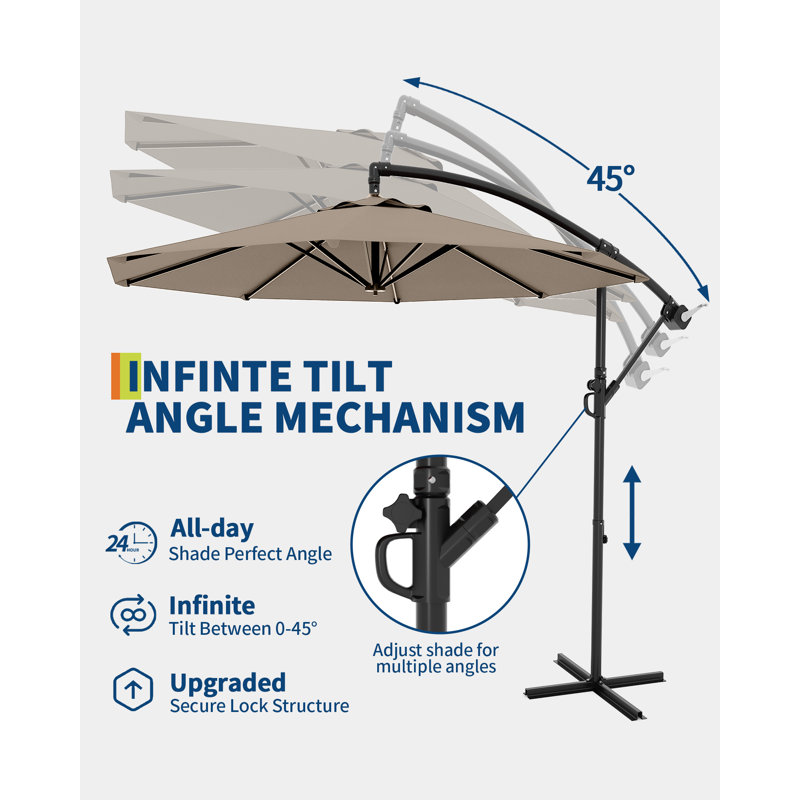 Tilt Cantilever Parasol, Tan