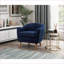 Fauteuil d'appoint Mid-Century moderne pour adultes, dossier en chenille bleu royal avec surpiqûres en chenille, pieds de salon en bois de noyer massif brun