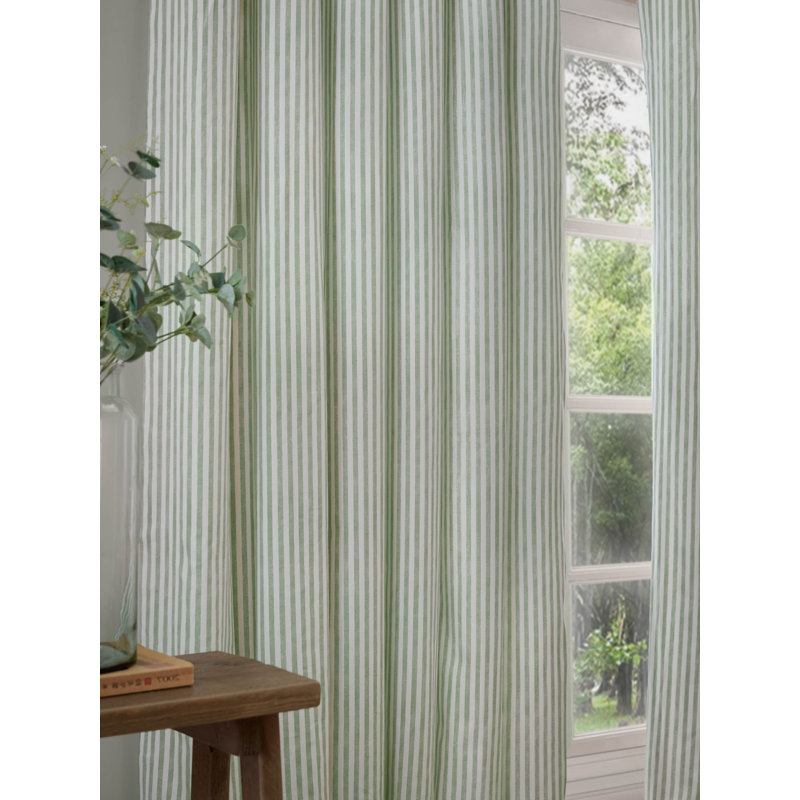 Hebden 100% Cotton Blackout Curtain Panel Pair, 229cm Width x 229cm Drop, Light Green