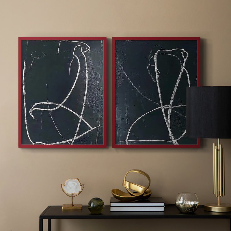 ABSTRACT Series DCV-Premium Framed Print -Ready to Hang - No Nails Required - No Nails Required, Red, 15" H x 24" W