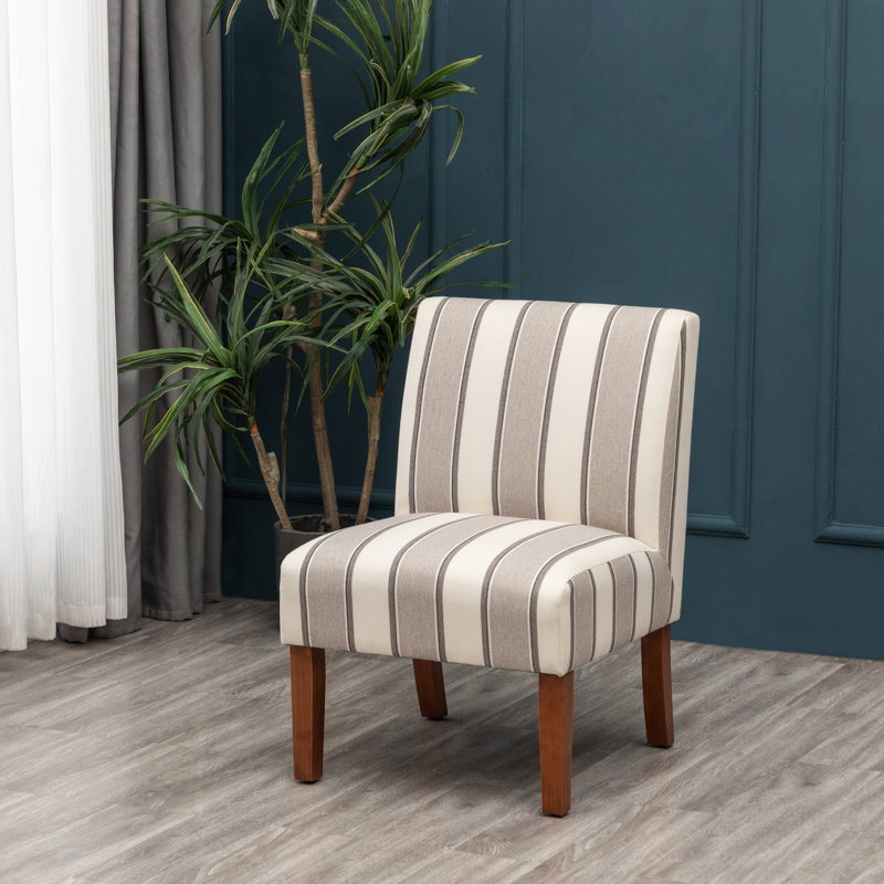 Daleyza Upholstered Slipper Chair, Brown Striped Polyester