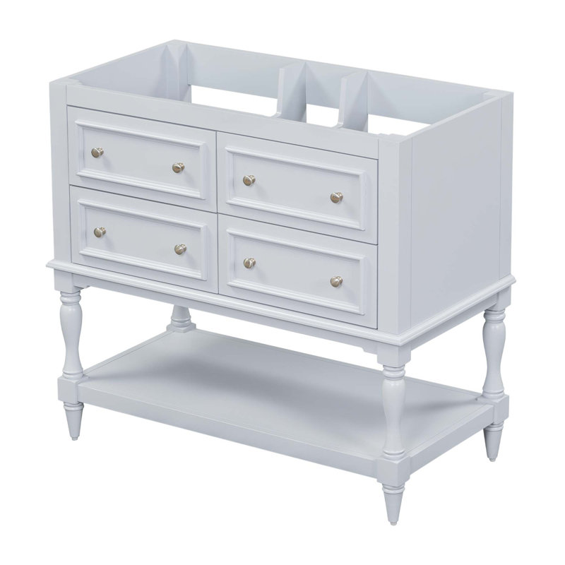 Base de meuble-lavabo avec 4 tiroirs et portes à fermeture douce, Bleu