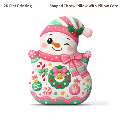 1pc 2D Flat Retro Christmas Snowman Family Gift Shaped Stuffed Throw Pillow Decorative Cushion Pillow for Sofa Bedroom Fireplace and Christmas Decor, 2D Flat 60cm