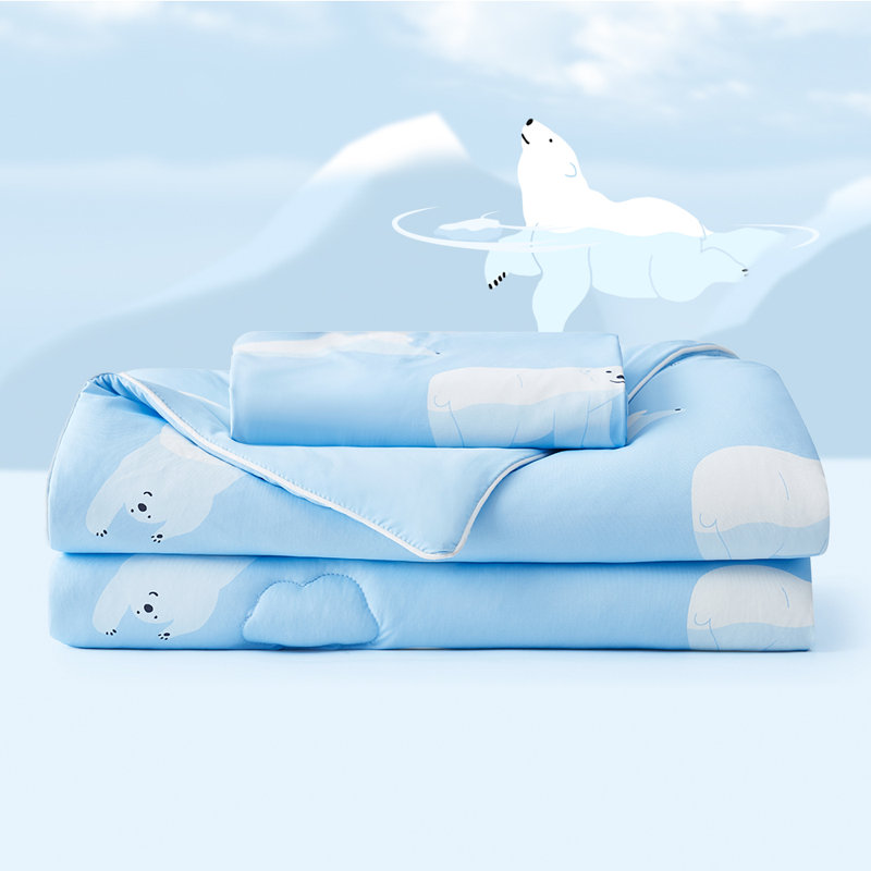 Dream Valley Outlast Cooling Comforter With 1 Pillowcase Set For Kids, Nasa-Grade Technology Cooling Blanket For Toddler, Q-Max  0.45 Aerocool Soft And Cool, Polar Bear, 50 * 70