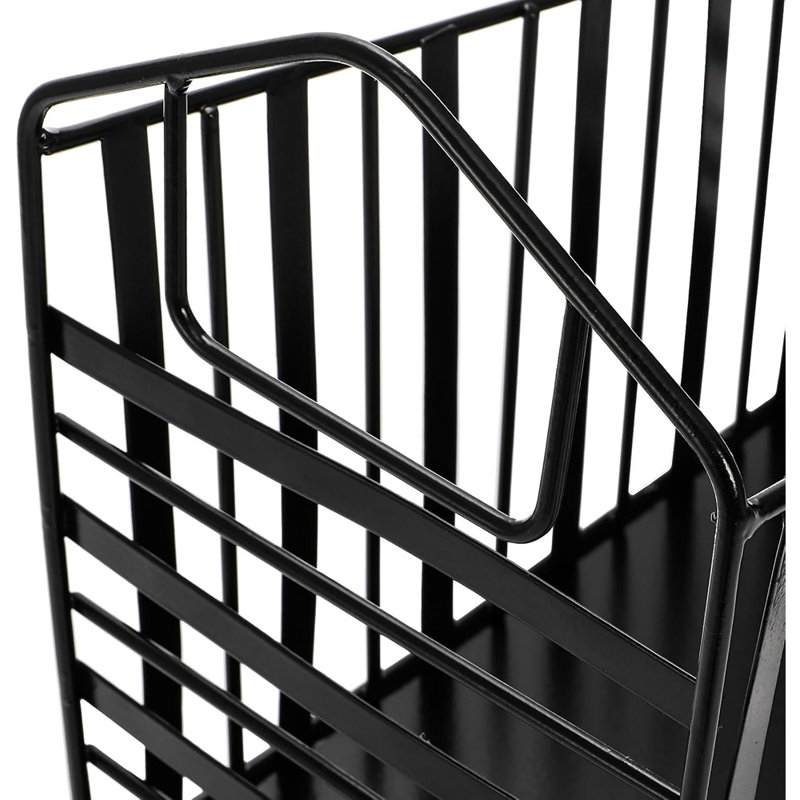 Porte-revues en métal, porte-documents avec poignée, corbeille à courrier, corbeille de rangement en fer, support pour tablette de bureau en fer, salle de bain, chambre à coucher, salon, noir
