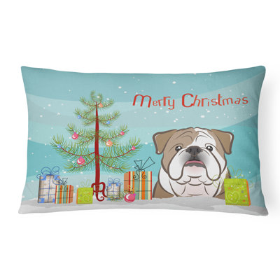  Coussin intérieur / extérieur Christmas Tree and English Bulldog