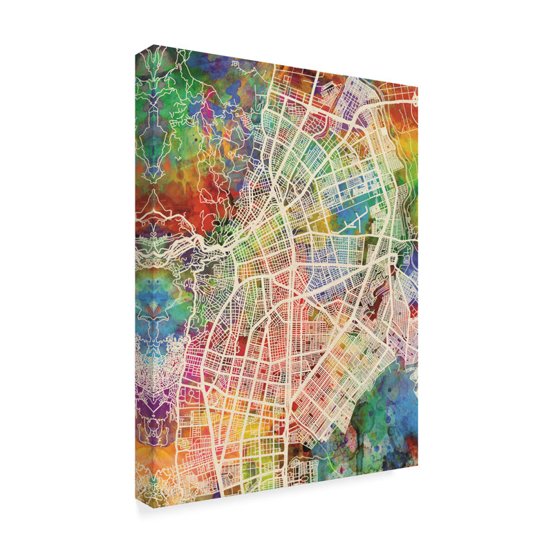 « cali colombie city map », impression sur toile tendue, H 19 po x l 14 po x P 2 po
