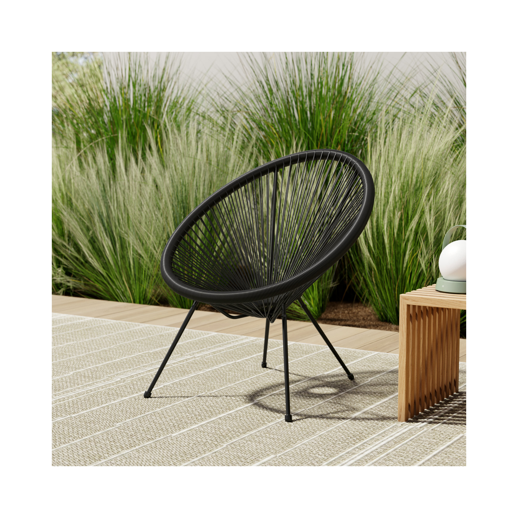 Outdoor Hammock Weave Patio Chairs (Set of 2), Black