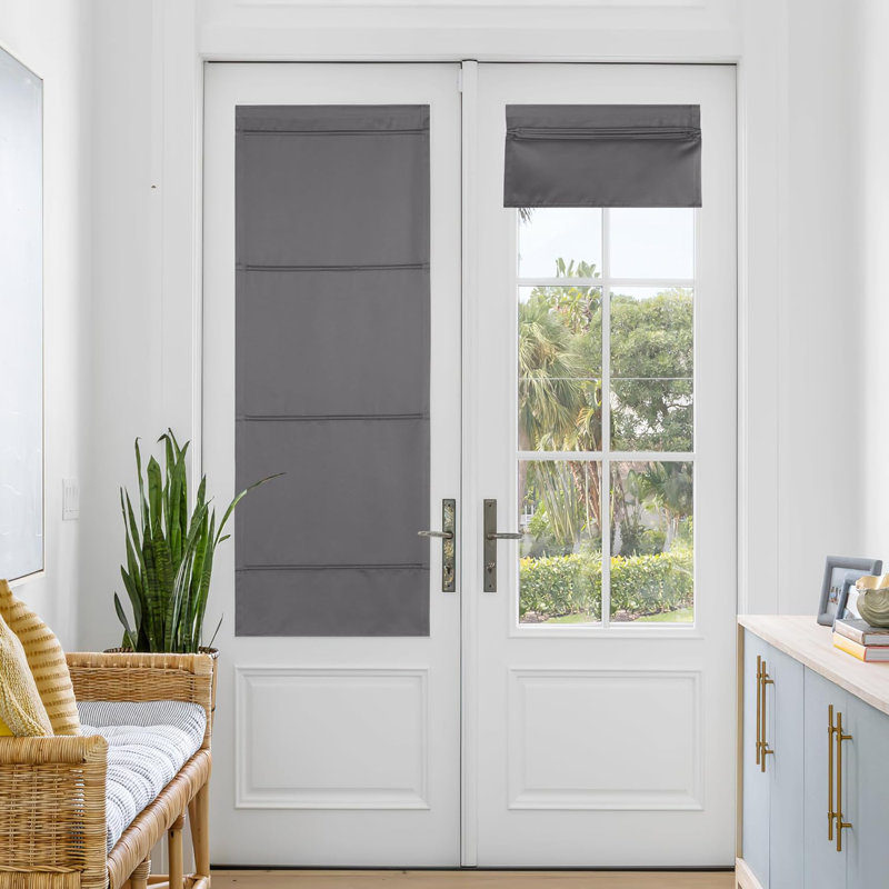 Magnetic Blackout Door Blinds, No Drill Roll Up French Door Curtain for Window, Thermal Insulated Light Blocking Shades for Sidelight Glass Window, 1 Panel