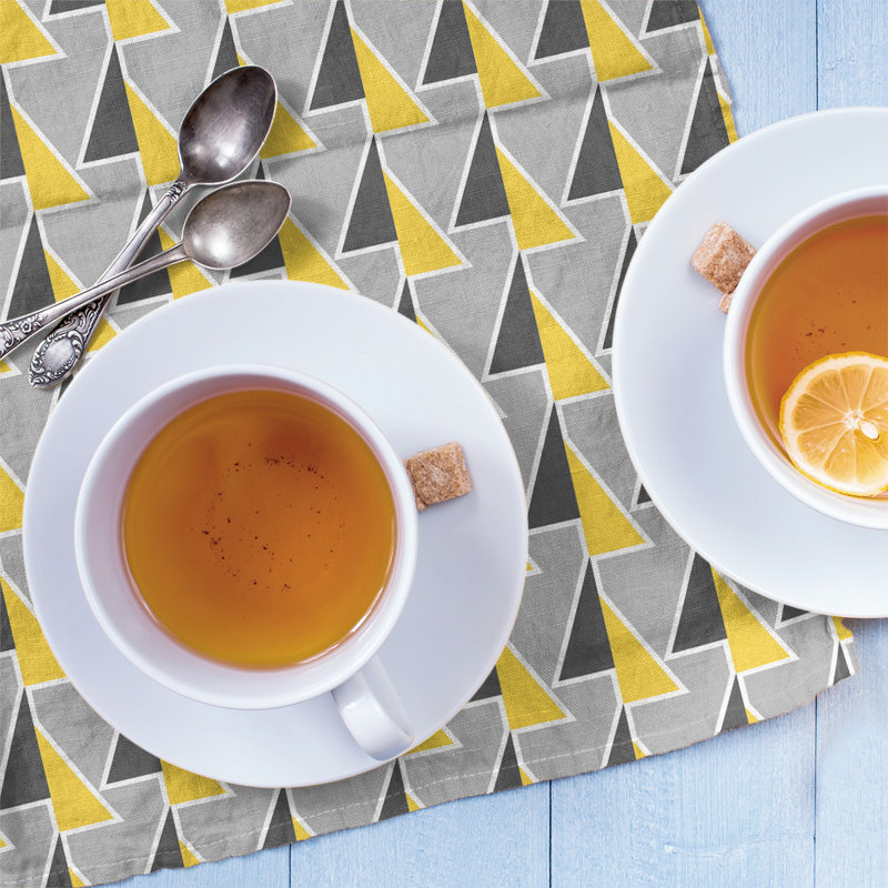 Jordao Tea Towel Kitchen Towel, Gray/Black/Yellow, Poly Twill