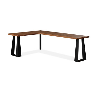 Brown L-Shaped Solid Wood + Iron desk