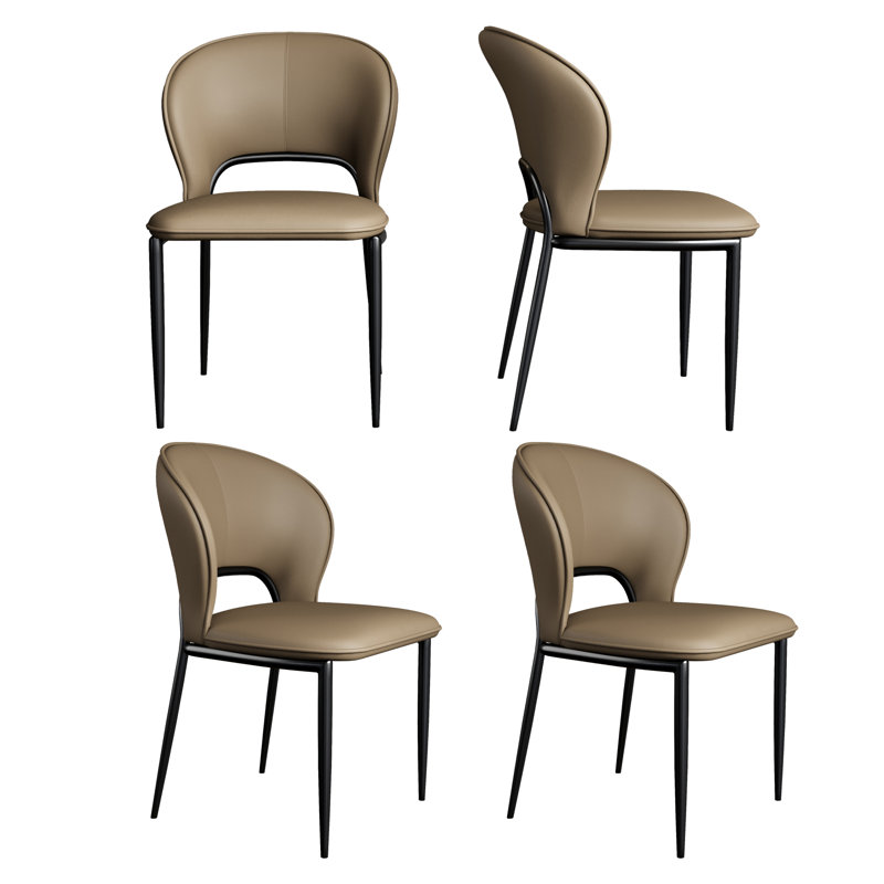 Chaises de table de salle à manger modernes, similicuir, non assemblées, Gris, 4