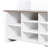 Farmhouse 4-in-1 Hall Tree with 6 Hooks, Walnut Entryway Bench with Shelves, Wooden Style Rustic Shoe Organizer with 16 Open Compartments for Mudroom, Living Room, White-422491834