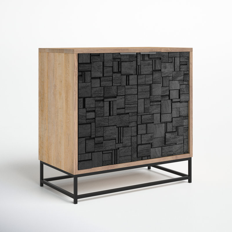 Black Parquet Pattern Solid Wood Storage Cabinet