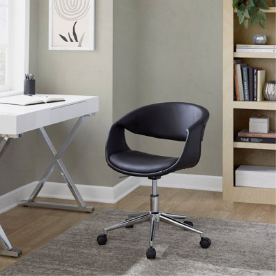 Chaise de travail en métal chromé et similicuir